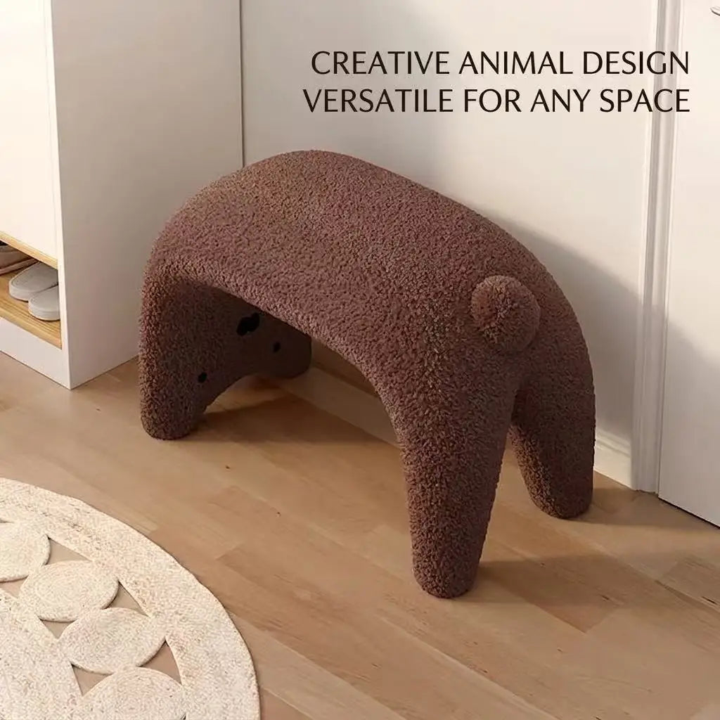 Cute Animal Plush Ottoman Stool
