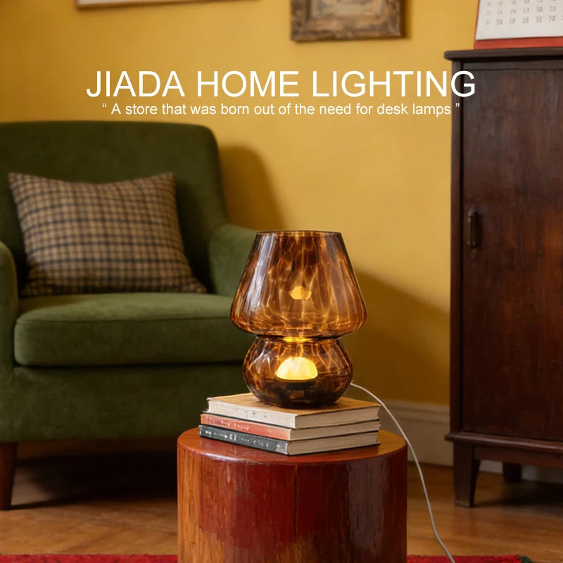 Colorful Glass Mushroom Table Lamp