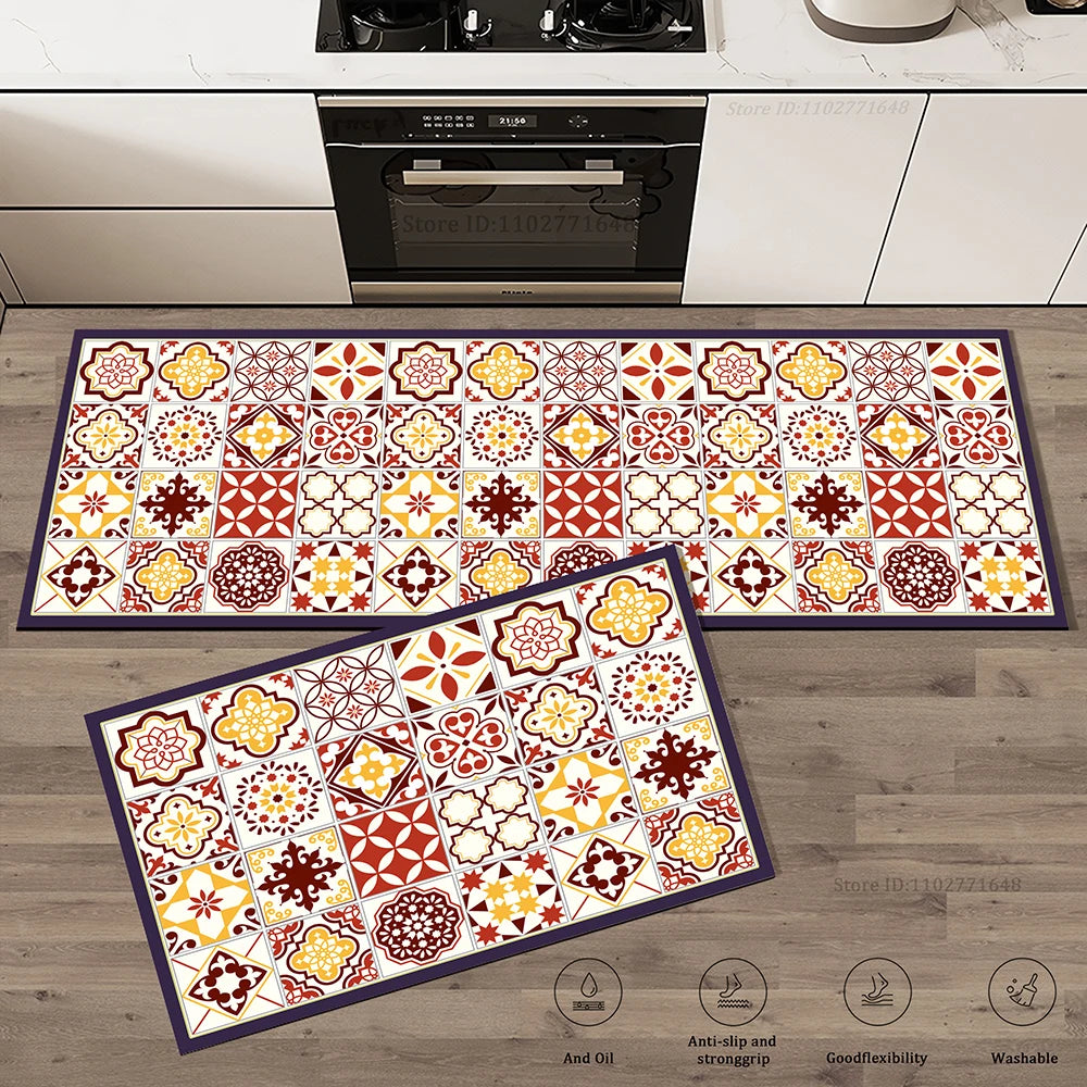 Retro Non-Slip Absorbent Kitchen Runner Mat