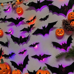 LED 3D Purple Bat Halloween Wall Stickers