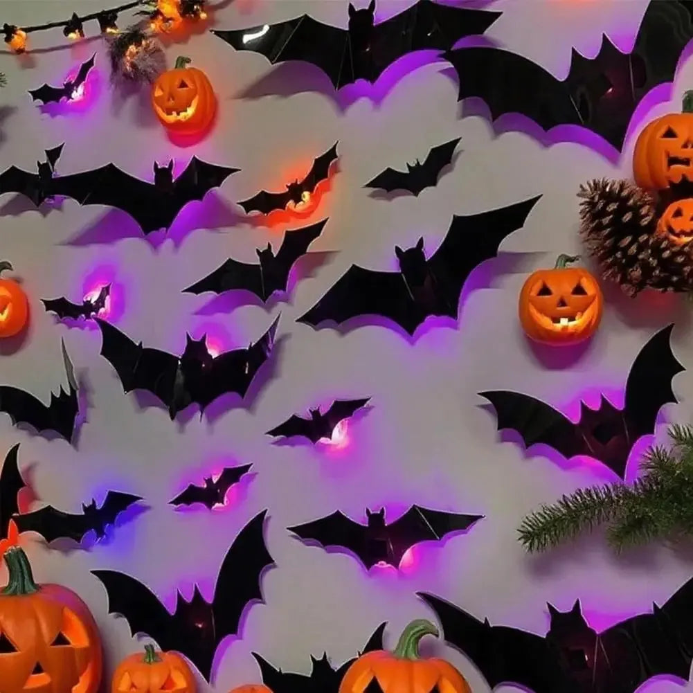 LED 3D Purple Bat Halloween Wall Stickers