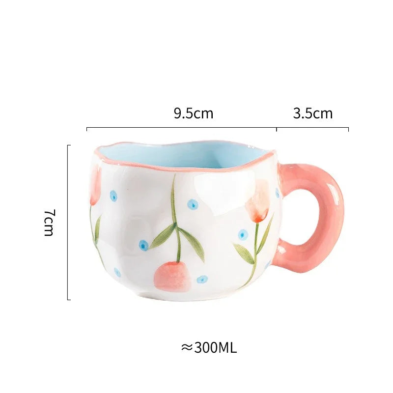 Hand-Painted Korean-Style Ceramic Mug 300ml