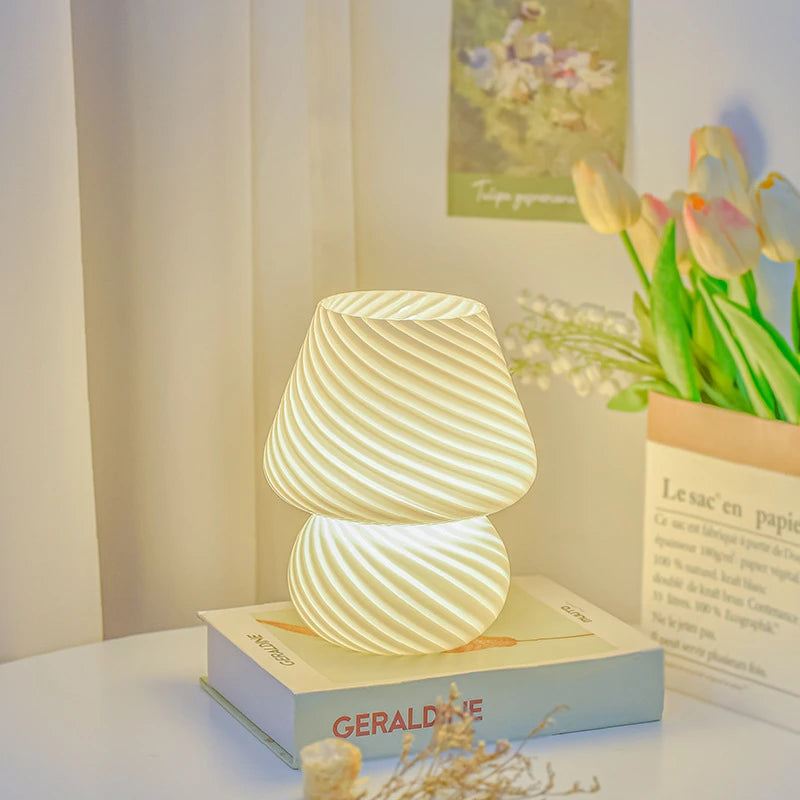 Glass Striped Mushroom Lamp