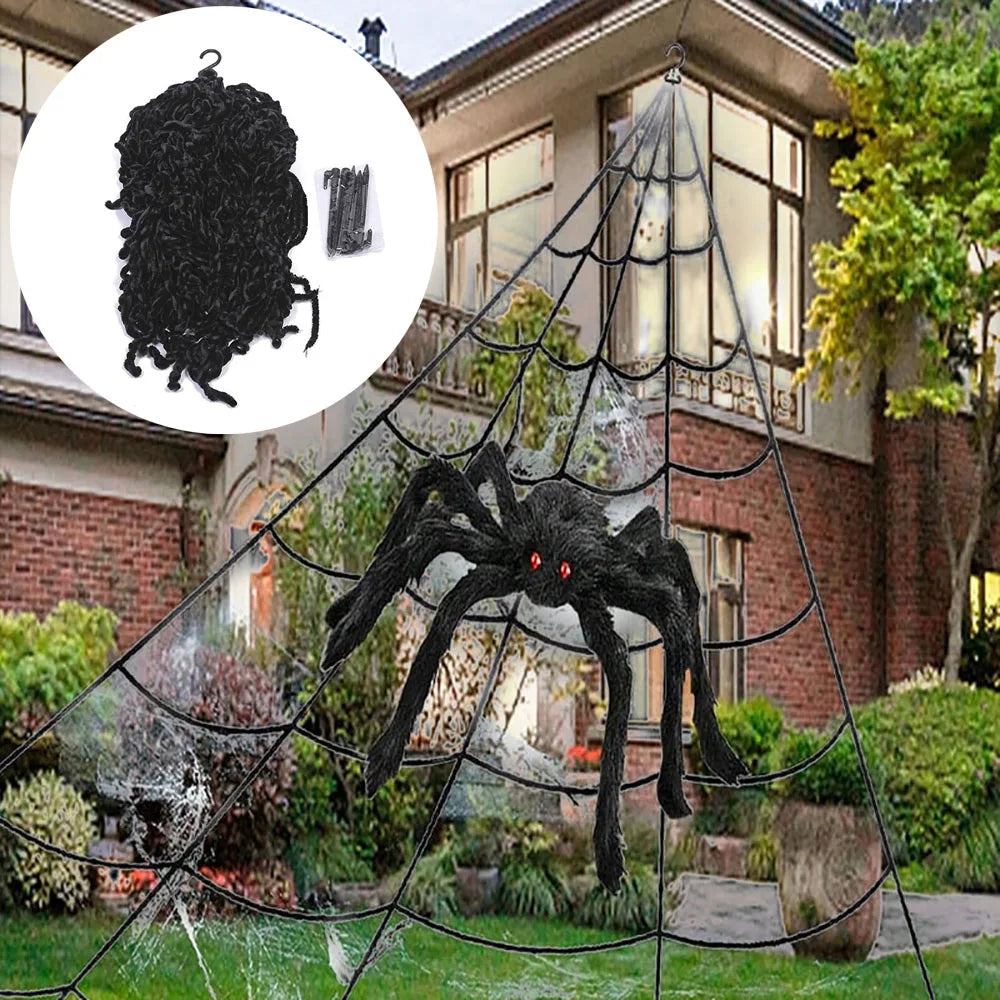 5m Plush Halloween Spider Web Decoration