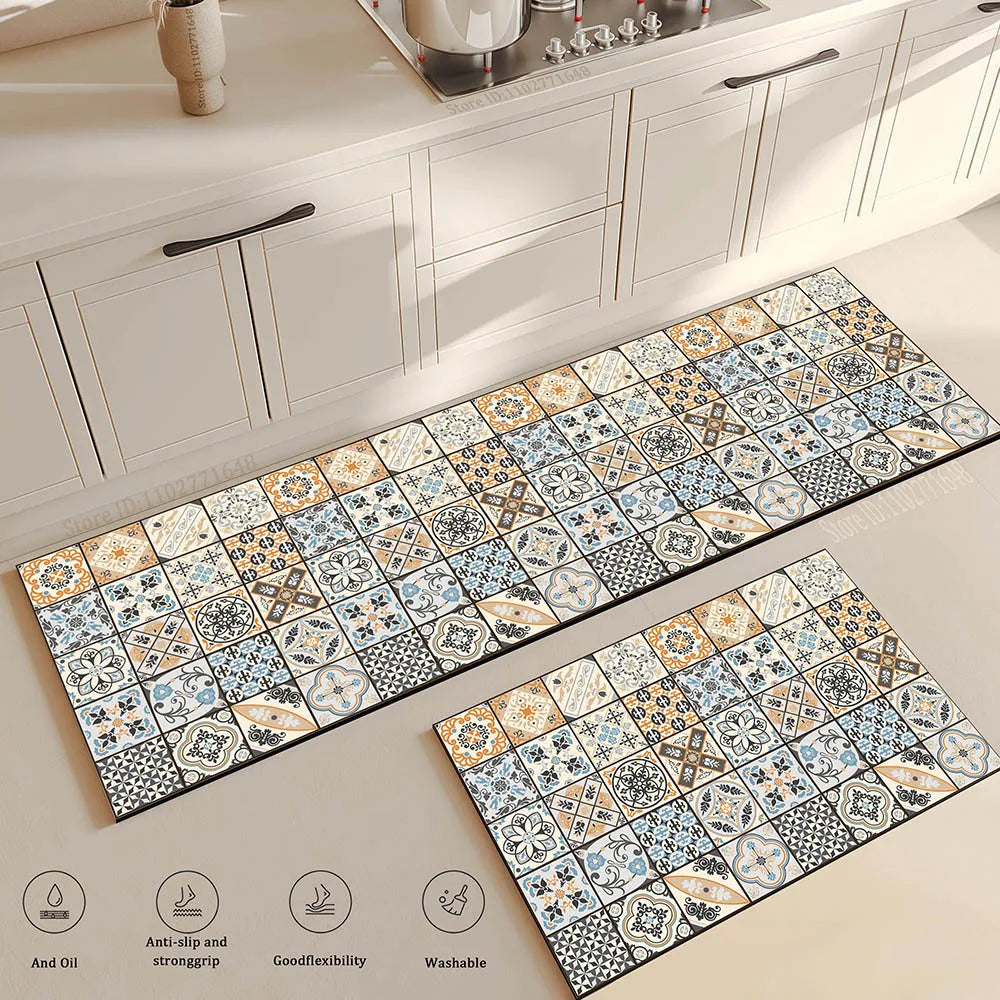 Retro Non-Slip Absorbent Kitchen Runner Mat