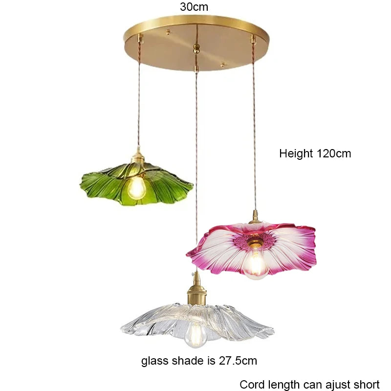 Vintage Flower Glass Pendant Light