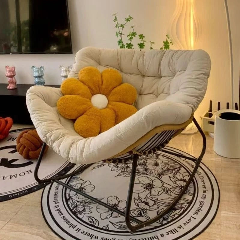 Oversized Cushioned Metal Rocking Chair