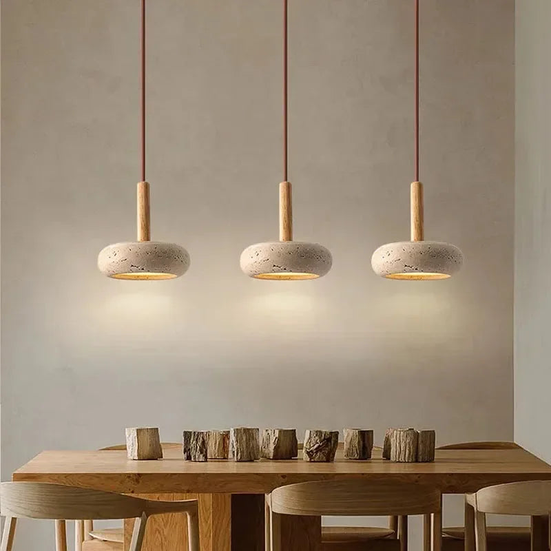 Wabi-Sabi Circular Stone Pendant Light