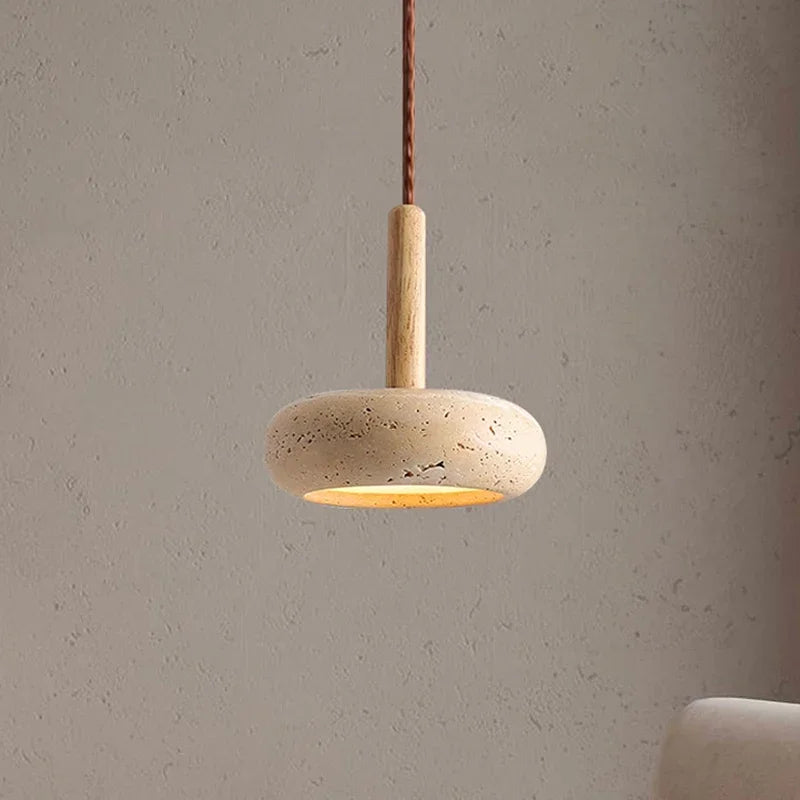 Wabi-Sabi Circular Stone Pendant Light