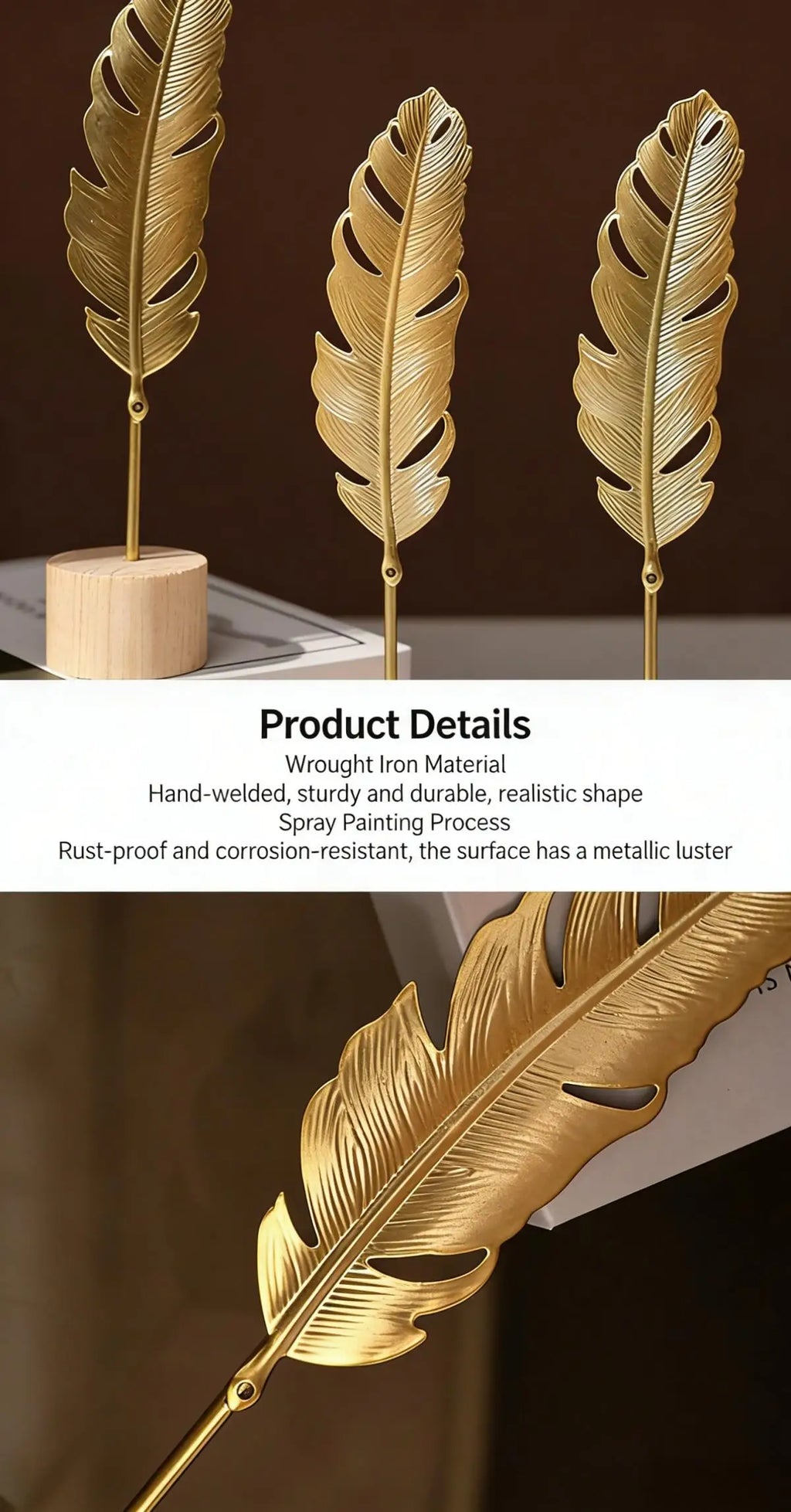 Gold Iron Ginkgo Leaf Ornament