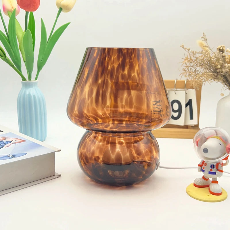 Colorful Glass Mushroom Table Lamp