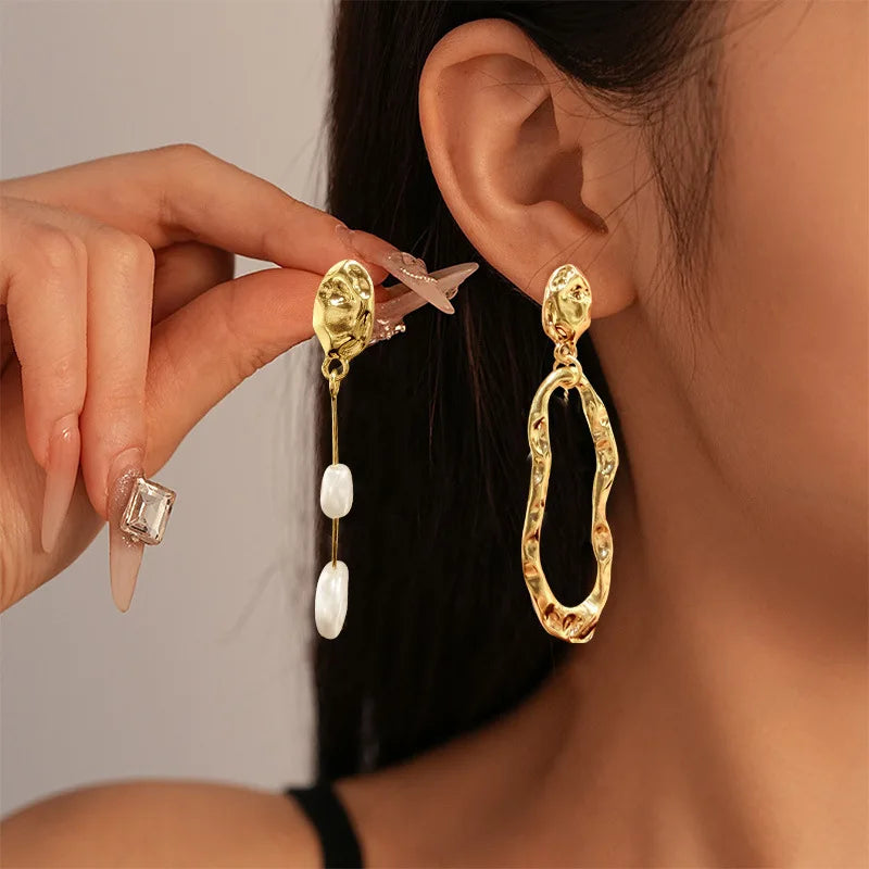 Asymmetrical Baroque Pearl Stud Earrings