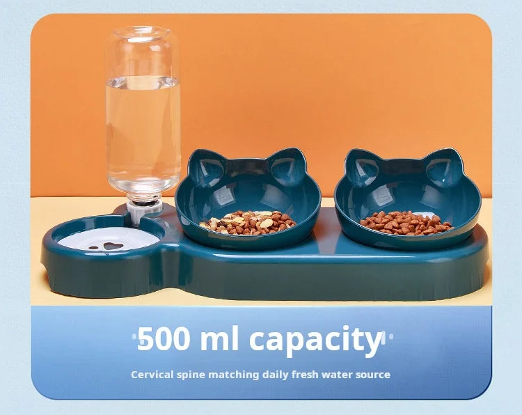 3-in-1 Cat Bowl & Gravity Water Feeder Set