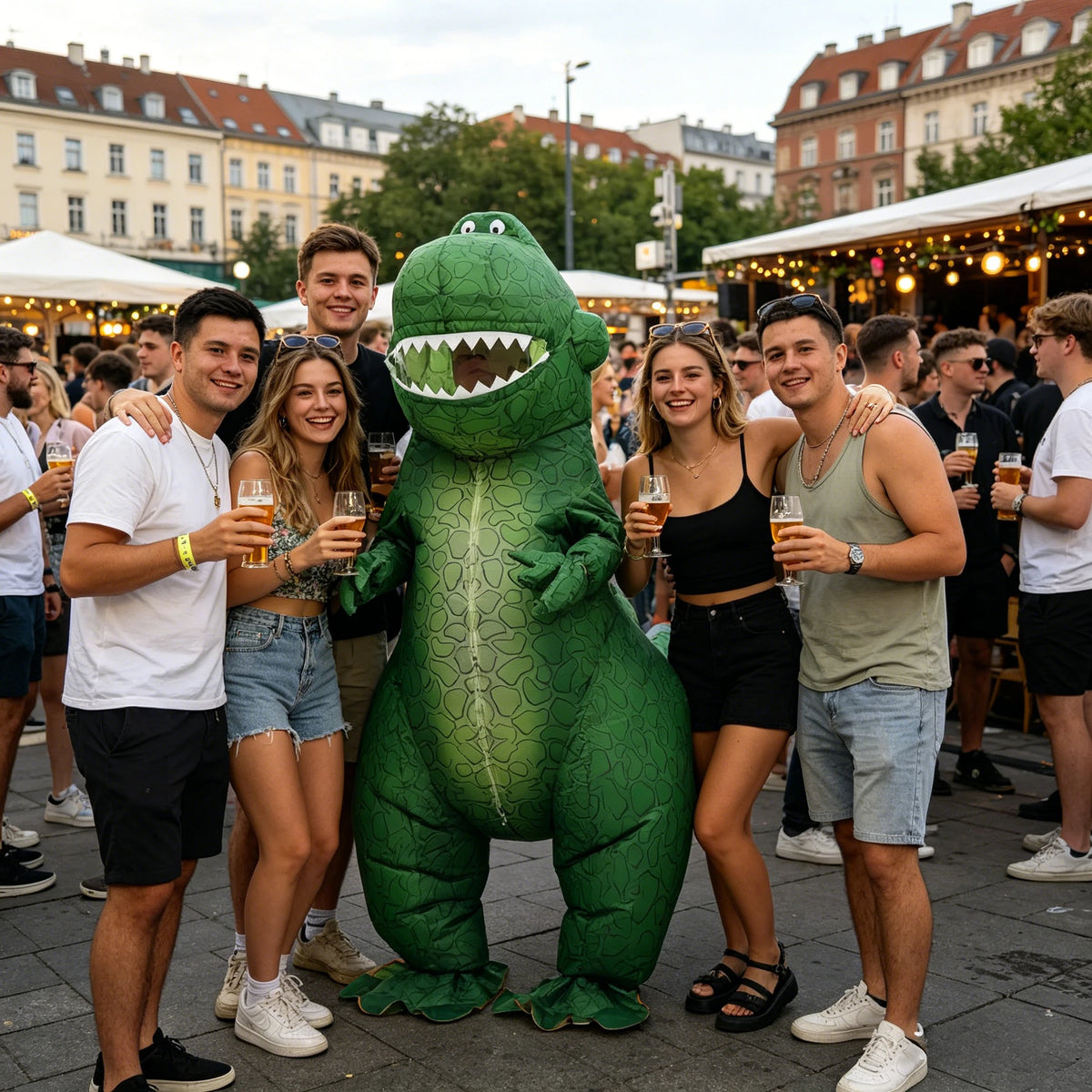 Adult Inflatable Green Dinosaur Costume
