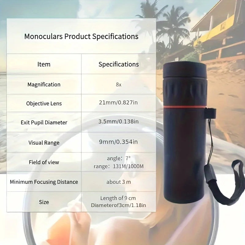 Compact 8–10x Monocular Telescope