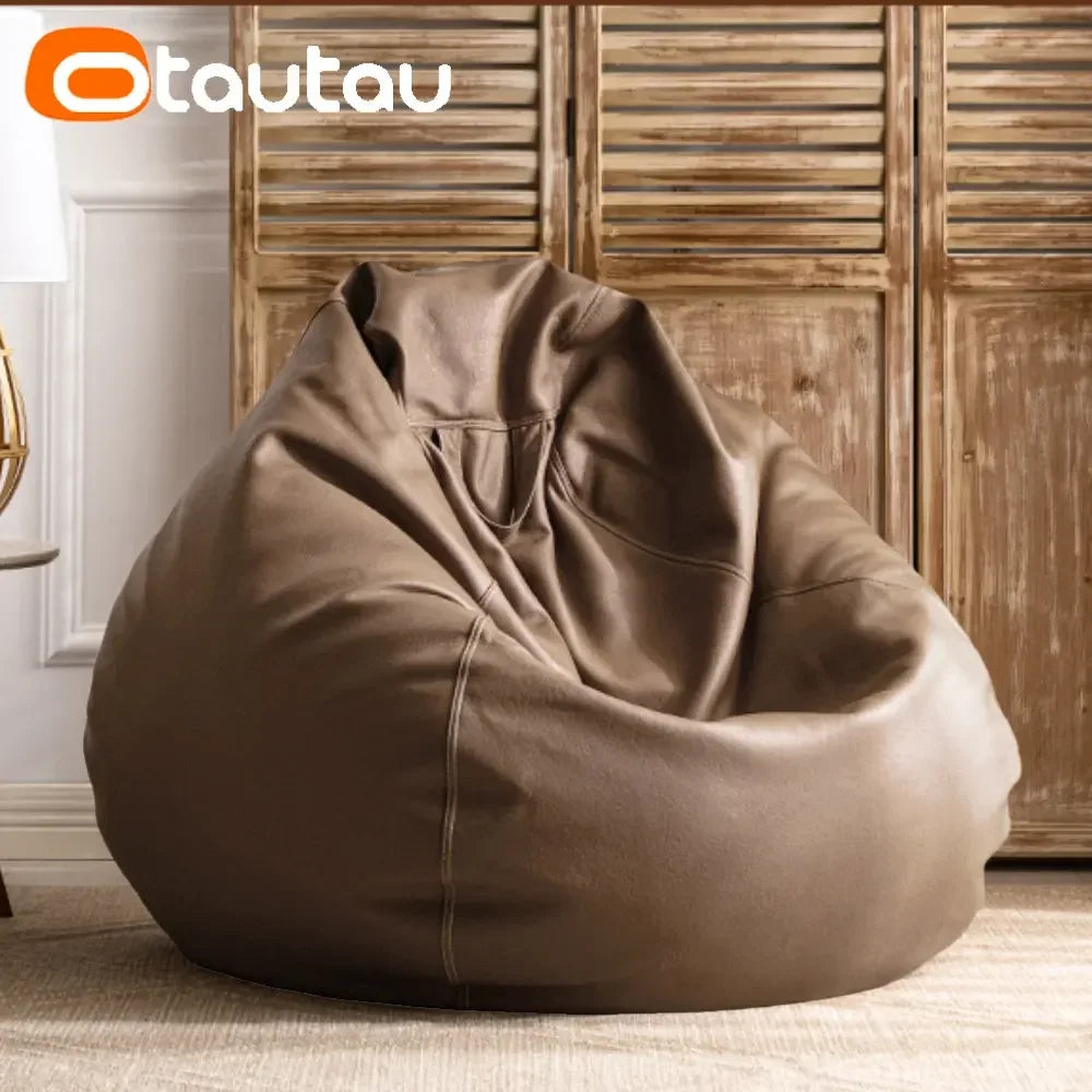 Filled 70 cm Faux Leather Bean Bag Sofa