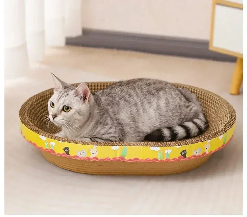 Oval Corrugated Cardboard Cat Scratcher Bed