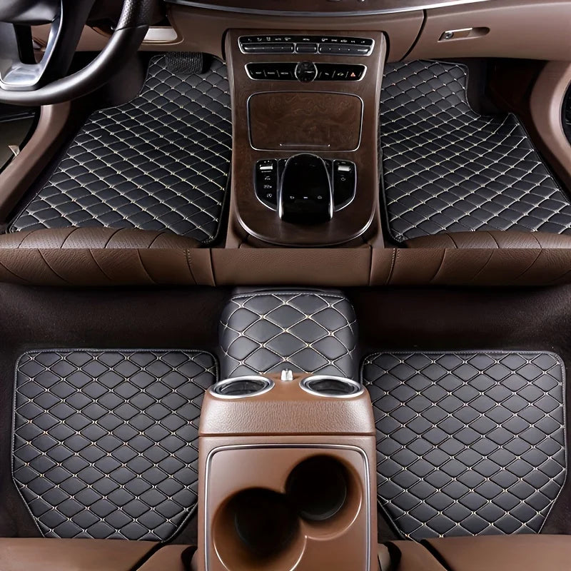 5-Piece Waterproof PU Leather Car Floor Mat Set