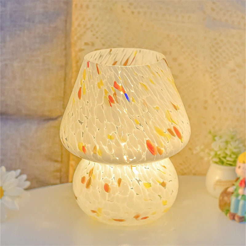 Glass Striped Mushroom Lamp