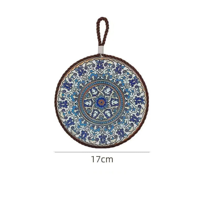17cm Ceramic Trivet with Cork Base & Hanging Rope