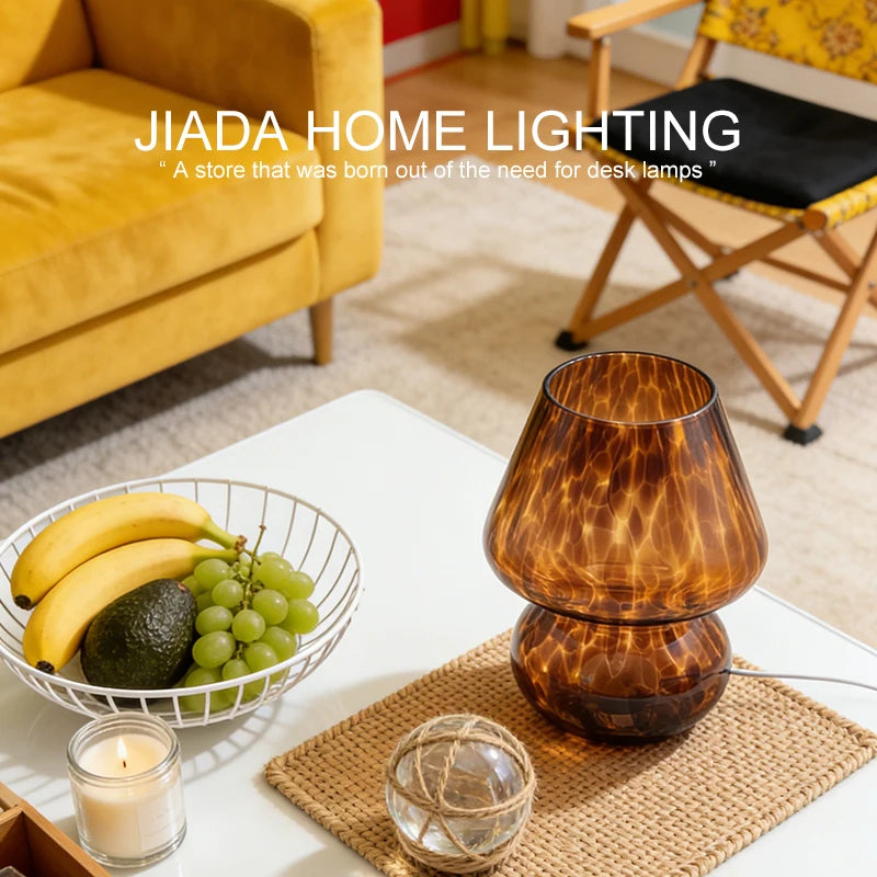 Colorful Glass Mushroom Table Lamp