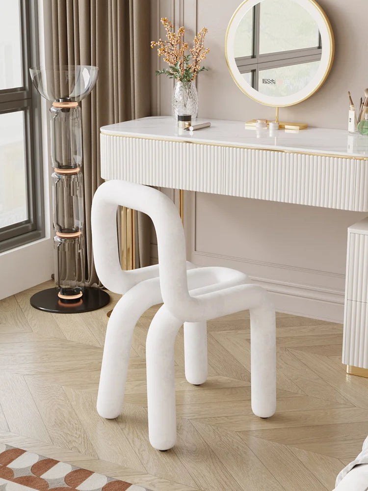 Curved Flannel Upholstered Accent Chair