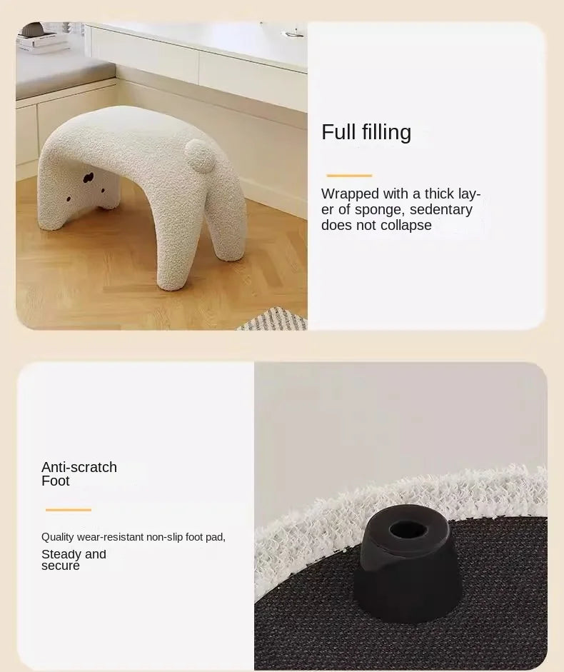 Cute Animal Plush Ottoman Stool