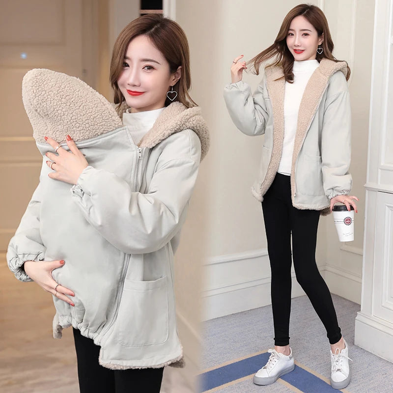 Winter Maternity Baby Carrier Hooded Coat