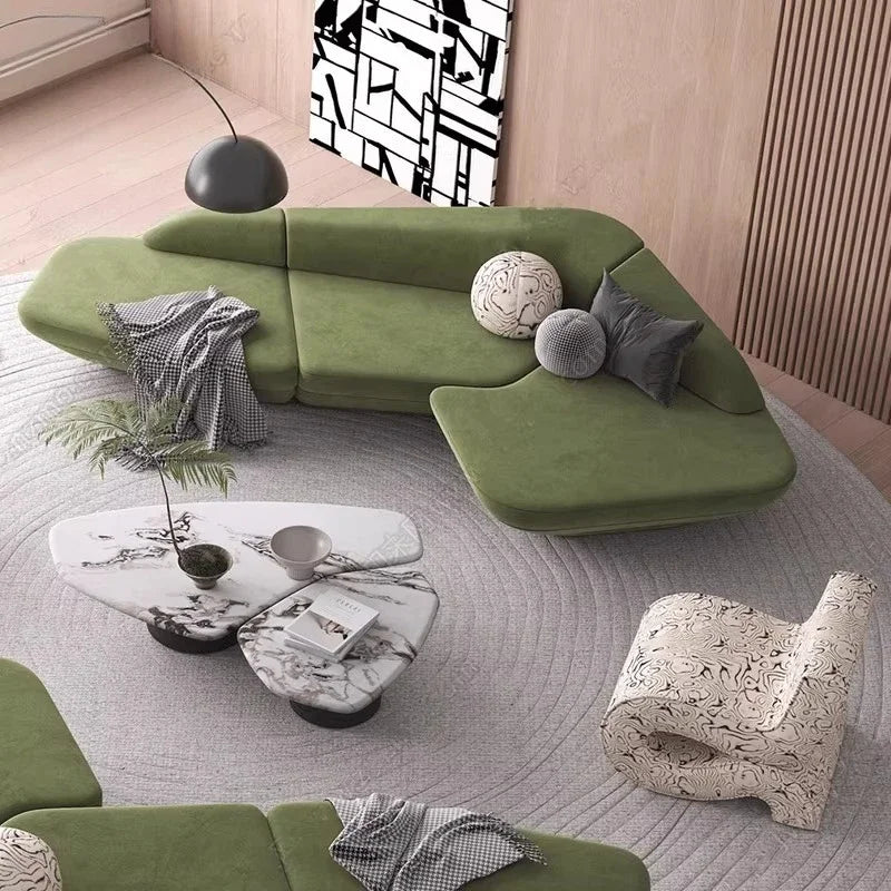 Modern Curved Lounge Sofa & Side Table Collection