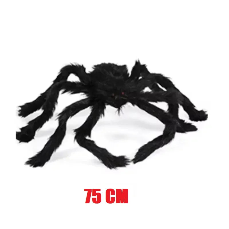 Giant Black Plush Halloween Spider Decoration
