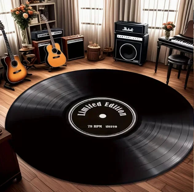 Retro Vinyl Record Round Area Rug