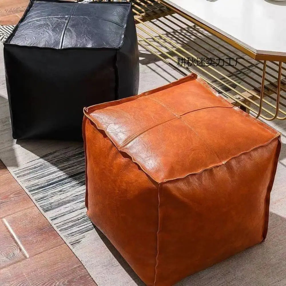 Unstuffed PU Leather Storage Ottoman Cover