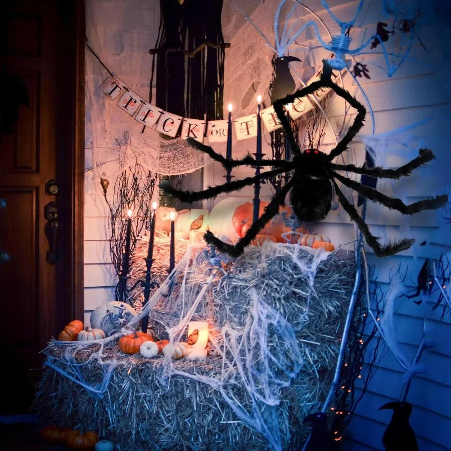 Giant Plush Halloween Spider Decoration