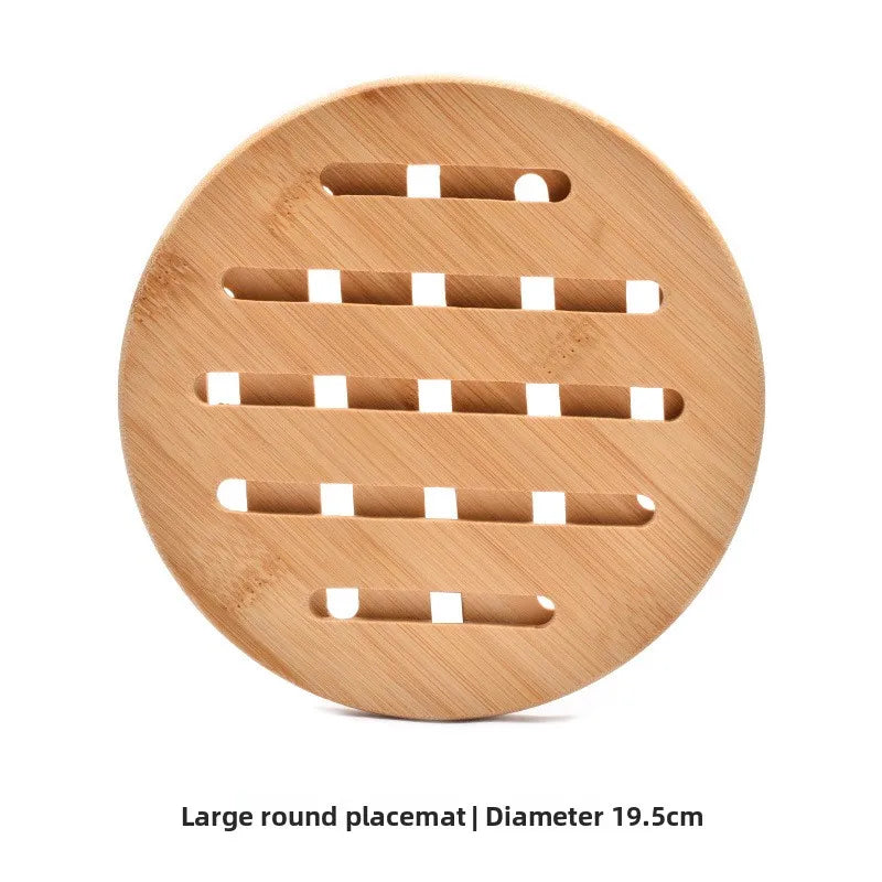 Round Natural Bamboo Trivet Heat Pad