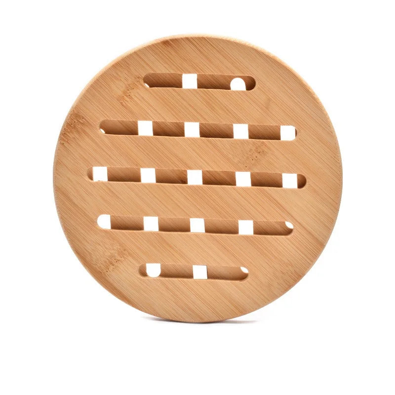 Round Natural Bamboo Trivet Heat Pad