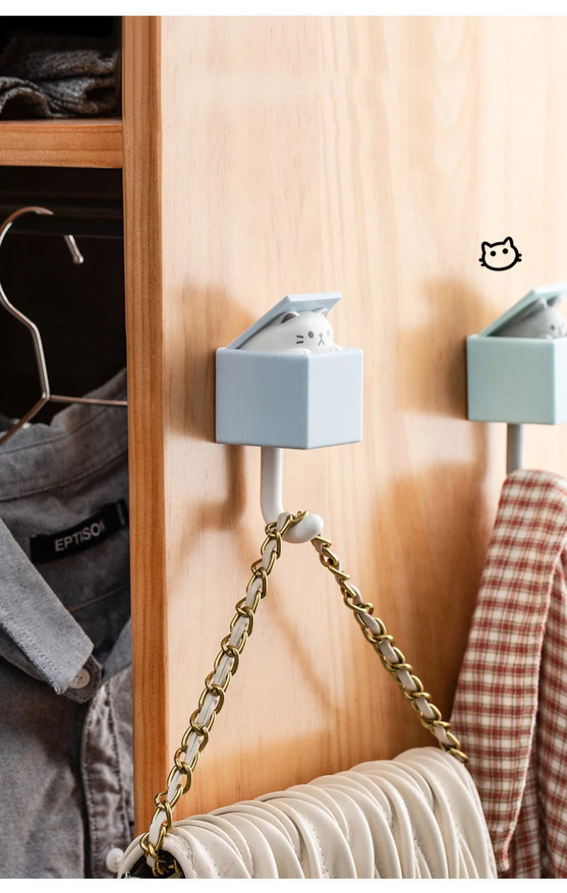 Adhesive Cartoon Cat Wall Hooks
