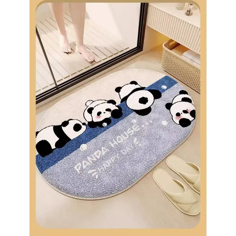 Cartoon Panda Imitation-Cashmere Floor Mat