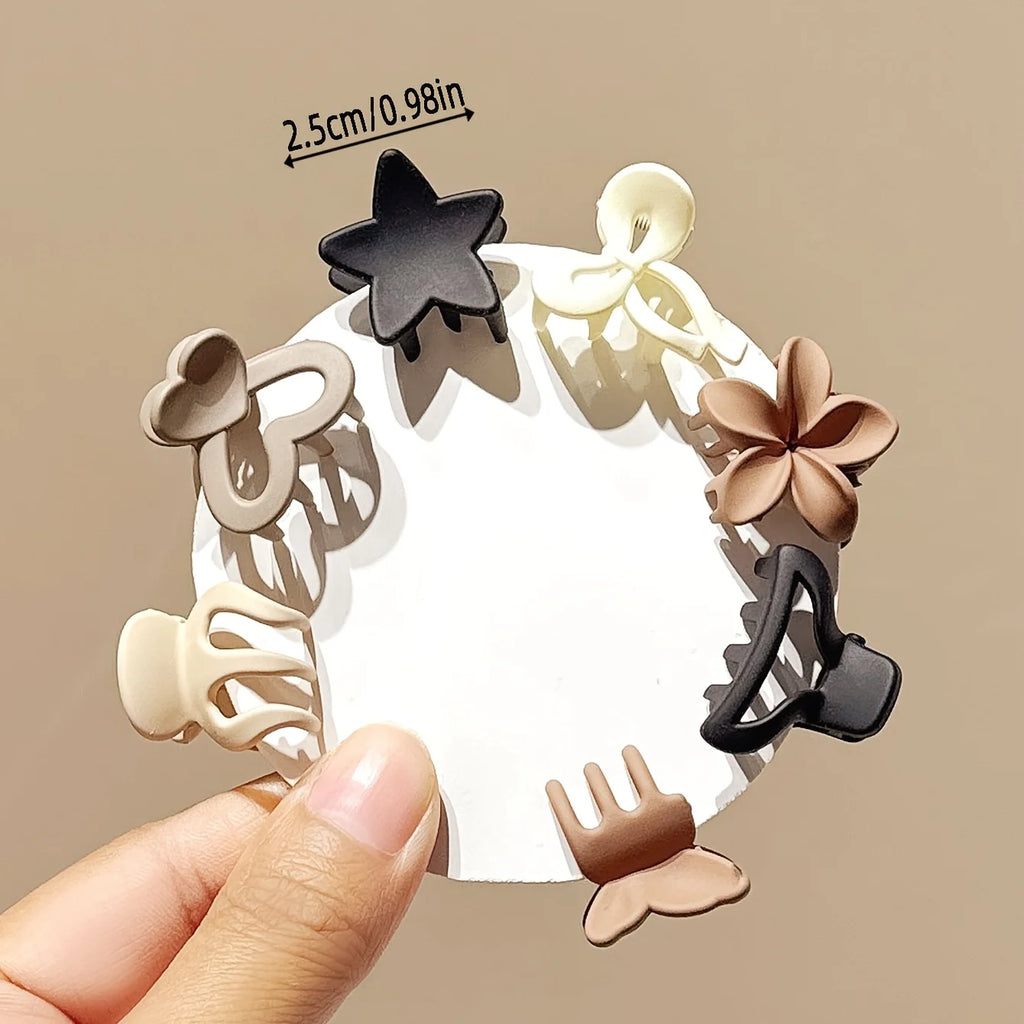 Mini Beige Hair Claw Clip Set