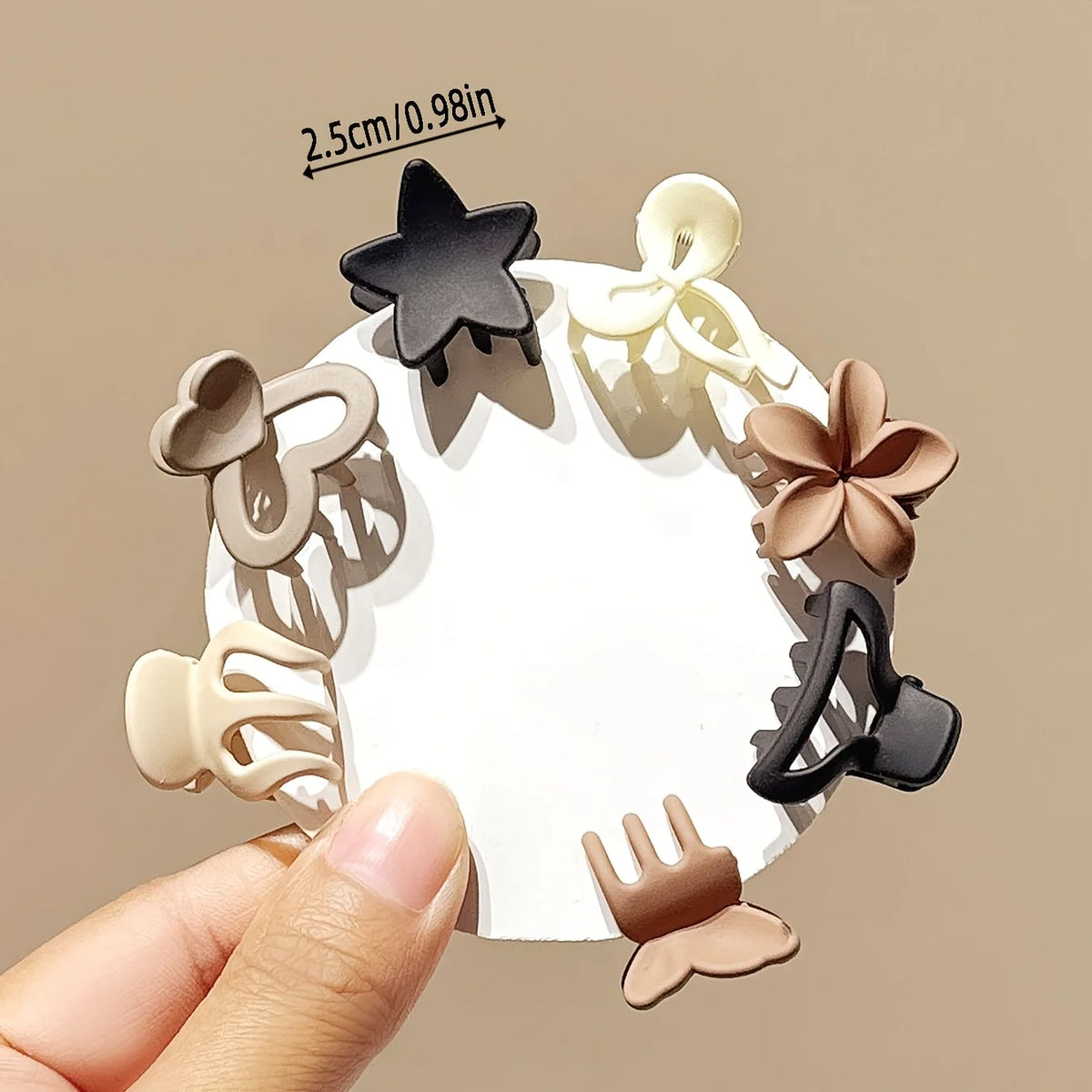 Mini Beige Hair Claw Clip Set