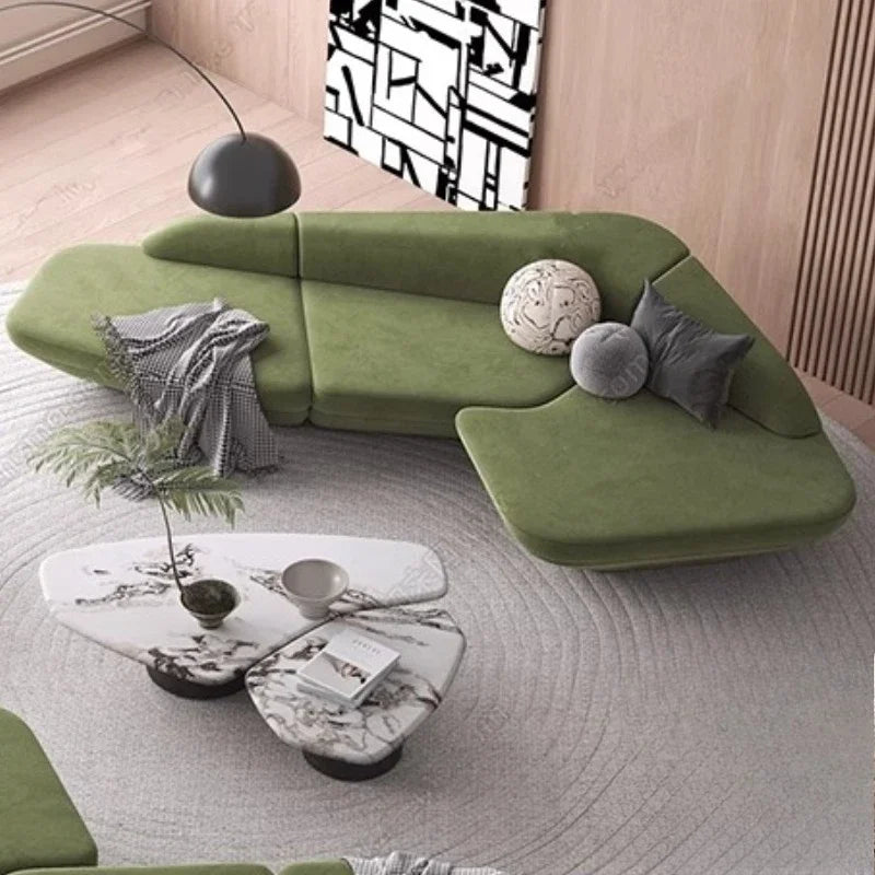 Modern Curved Lounge Sofa & Side Table Collection