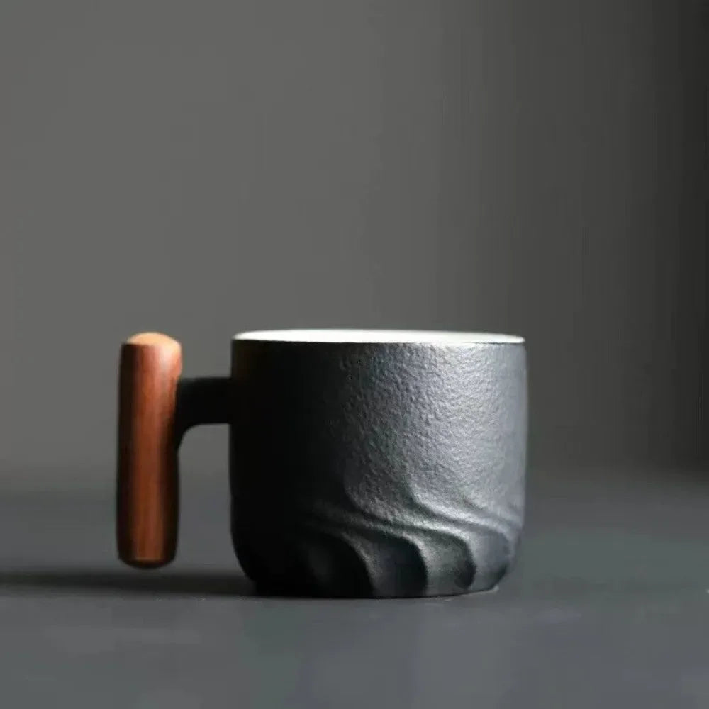Handmade Ceramic Cup with Wooden Handle