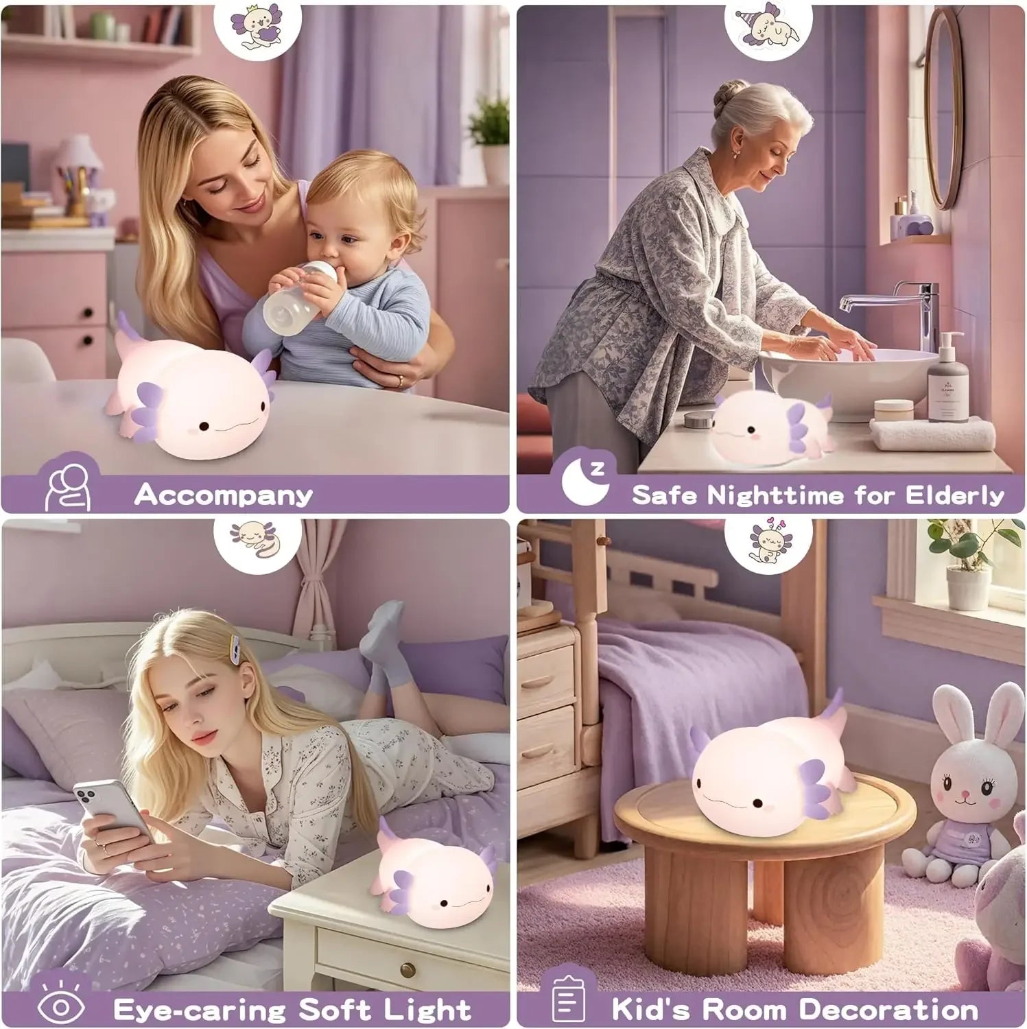 Purple Axolotl Silicone Night Light