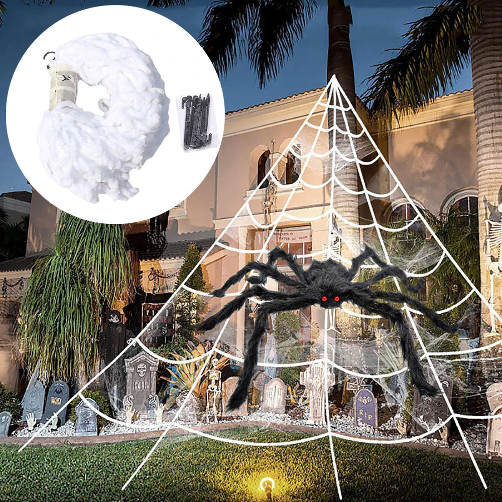 5m Plush Halloween Spider Web Decoration