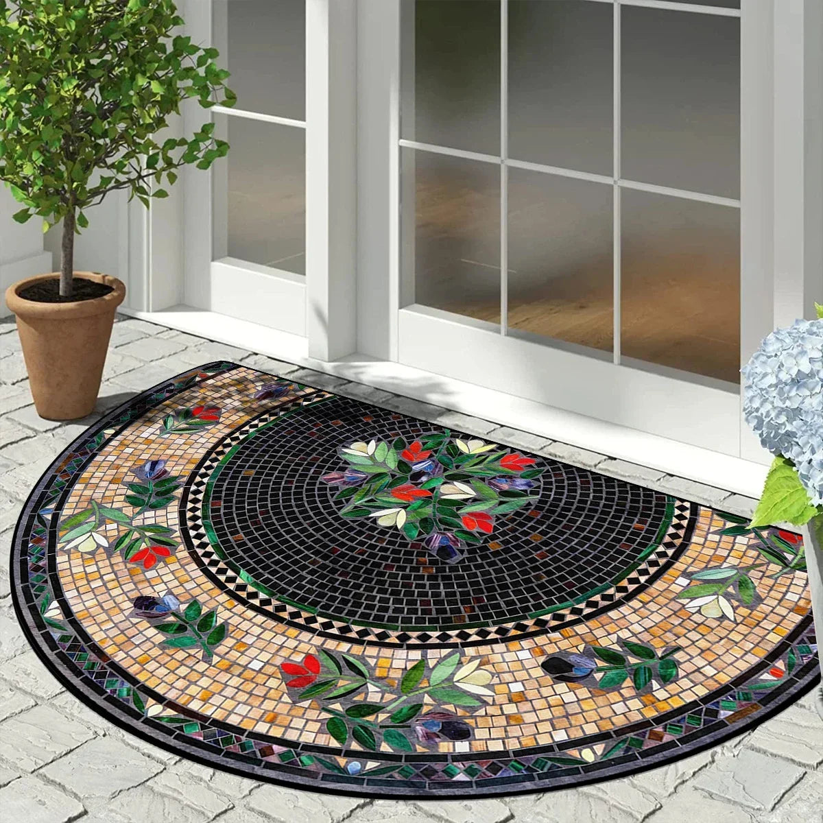 VIKAMA Semi-Circular Mosaic Non-Slip Door Mat