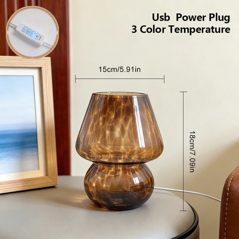 Colorful Glass Mushroom Table Lamp
