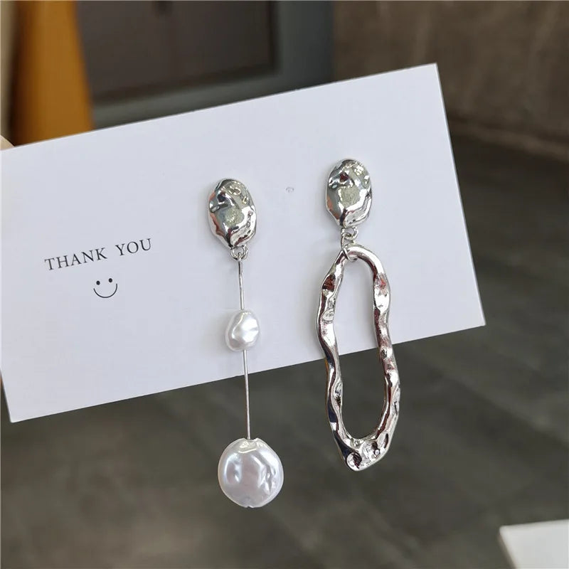 Asymmetrical Baroque Pearl Stud Earrings