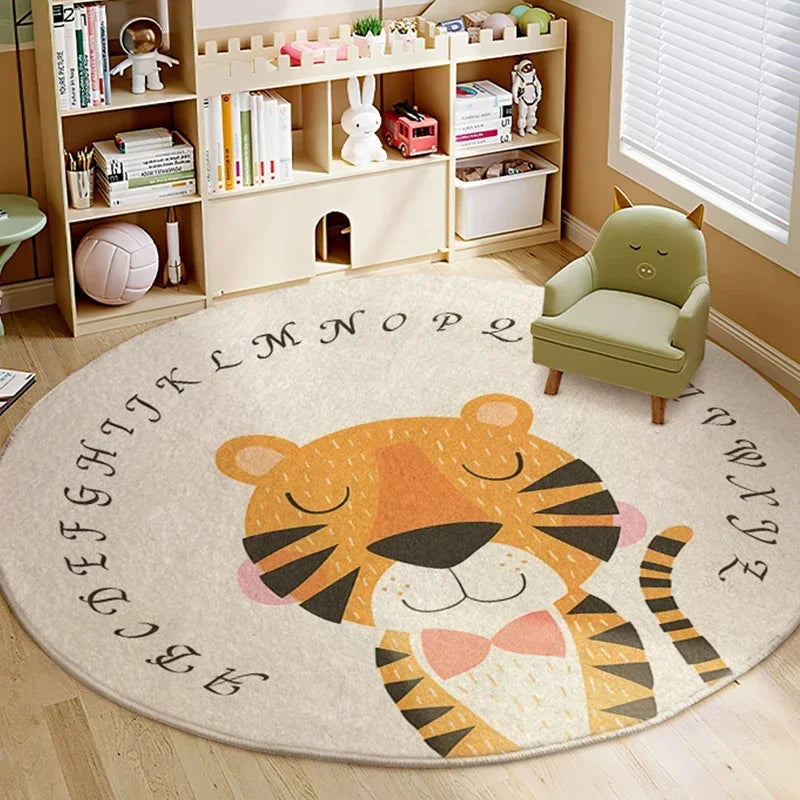 Cartoon Lion Round Plush Area Rug