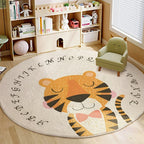 Cartoon Lion Round Plush Area Rug