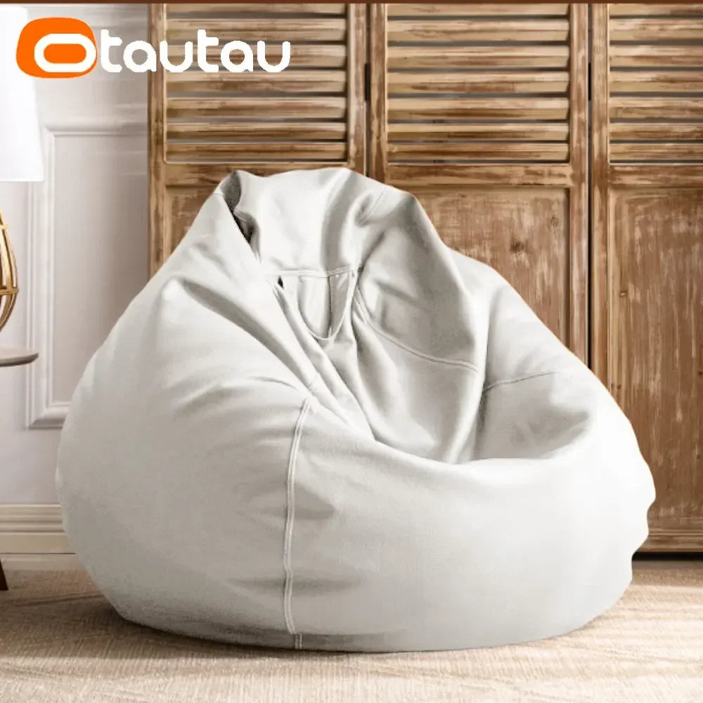 Filled 70 cm Faux Leather Bean Bag Sofa