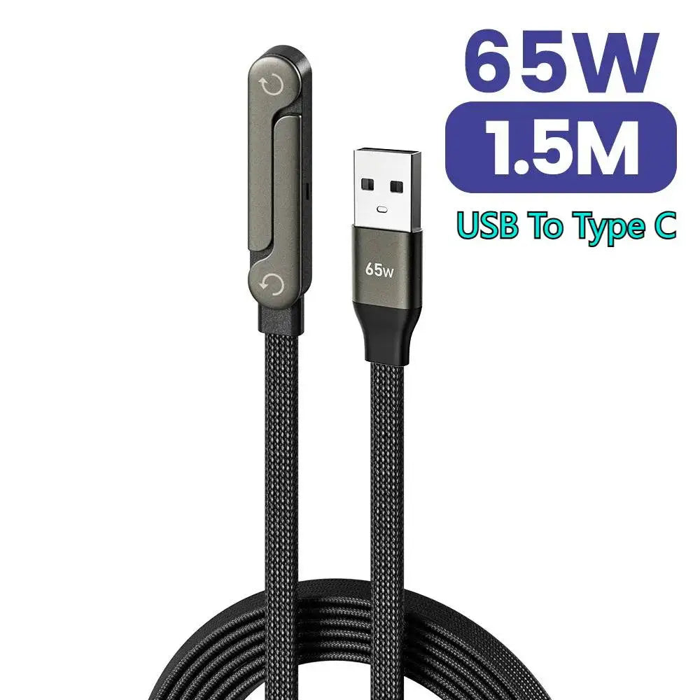 240W Flat Charging Cable with Built-in Phone Stand